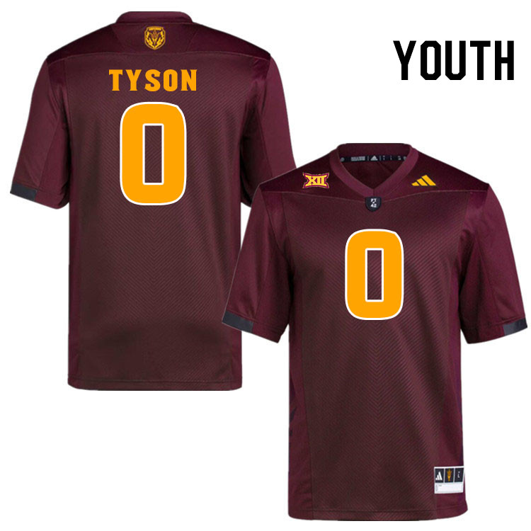 Youth #0 Jordyn Tyson Arizona State Sun Devils College Football Jerseys Stitched-Maroon